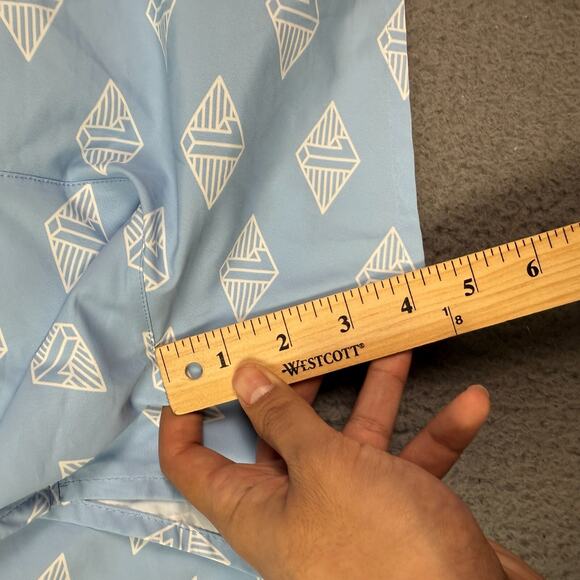 Lacoste Swim Trunks Mens XL Blue Mesh Lined Bathing Suit Shorts Geometric Print - Picture 7 of 9